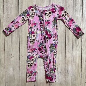 Little Bum Bums Killer Queen floral skulls bamboo pajamas 6-9m Bums & Roses
